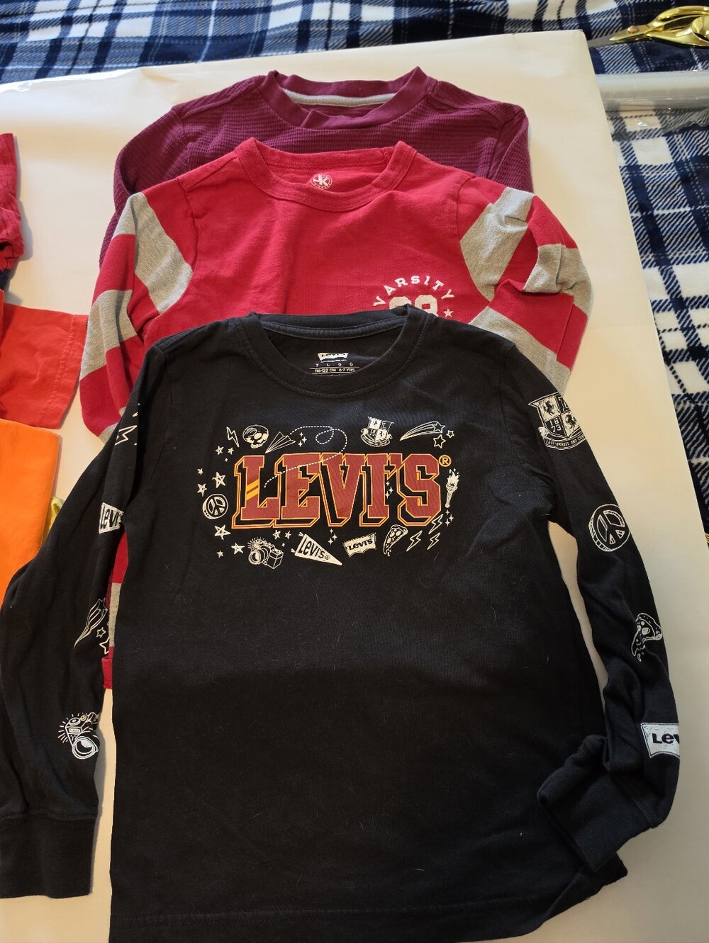 Boys Size 6/7  (Lot of 6) Shirts  Levis, JK Varsity, Old Navy, Wrangler.